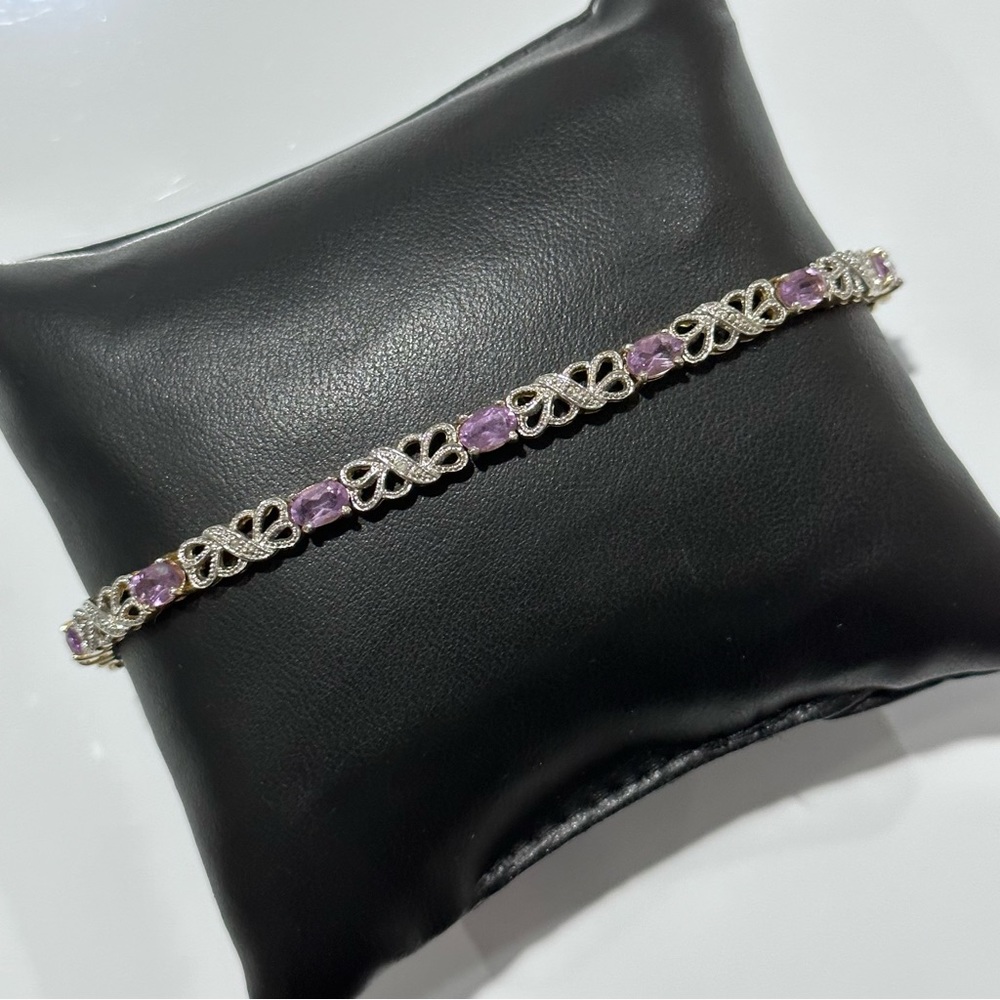 Han Thai 14K Gold Over 925 Sterling Silver Amethyst Bracelet